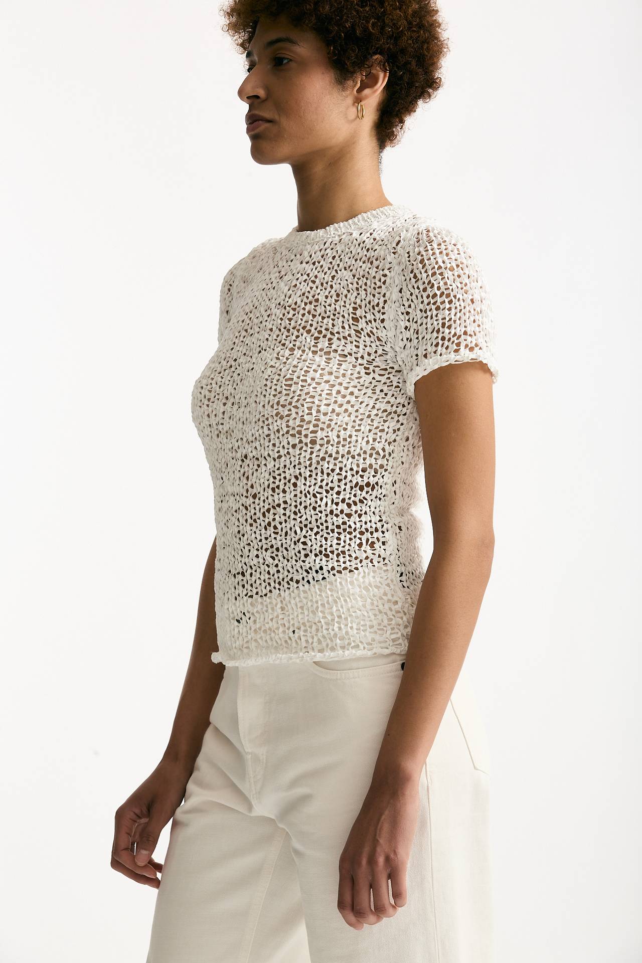 Maglia girocollo lavorata bianco donna Haikure - 3