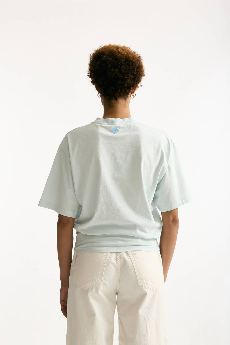 T-shirt girocollo over azzurro polvere donna Haikure - 4