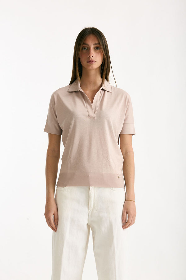Polo in lyocell rosa donna Herno