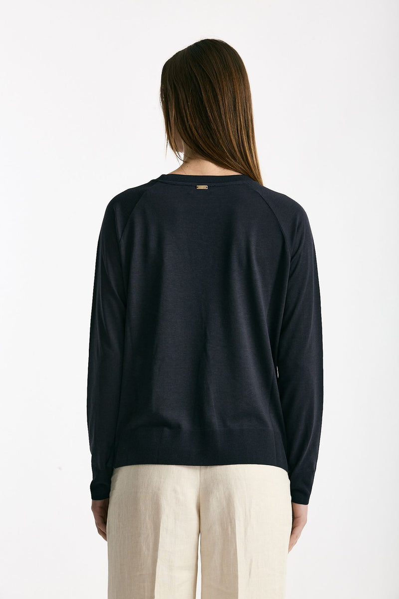 Maglia girocollo blu notte donna Herno - 3