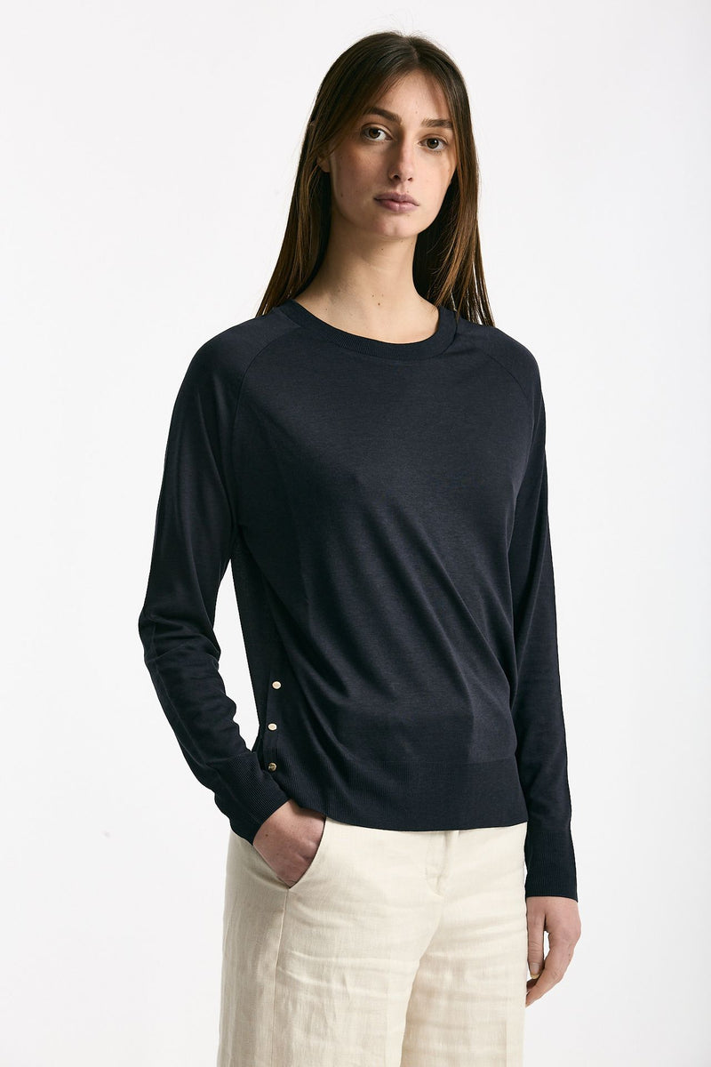 Maglia girocollo blu notte donna Herno - 2