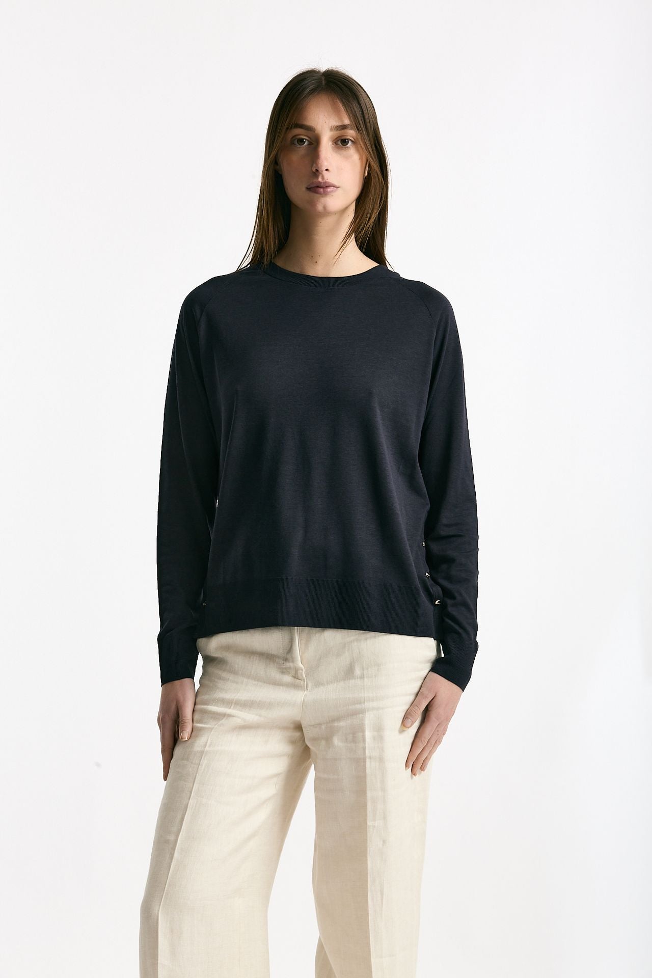 Maglia girocollo blu notte donna Herno - 1