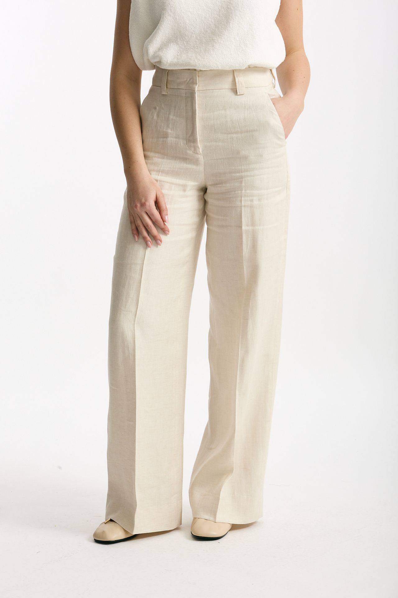 Pantalone ampio NEERA in lino sabbia donna Incotex - 1