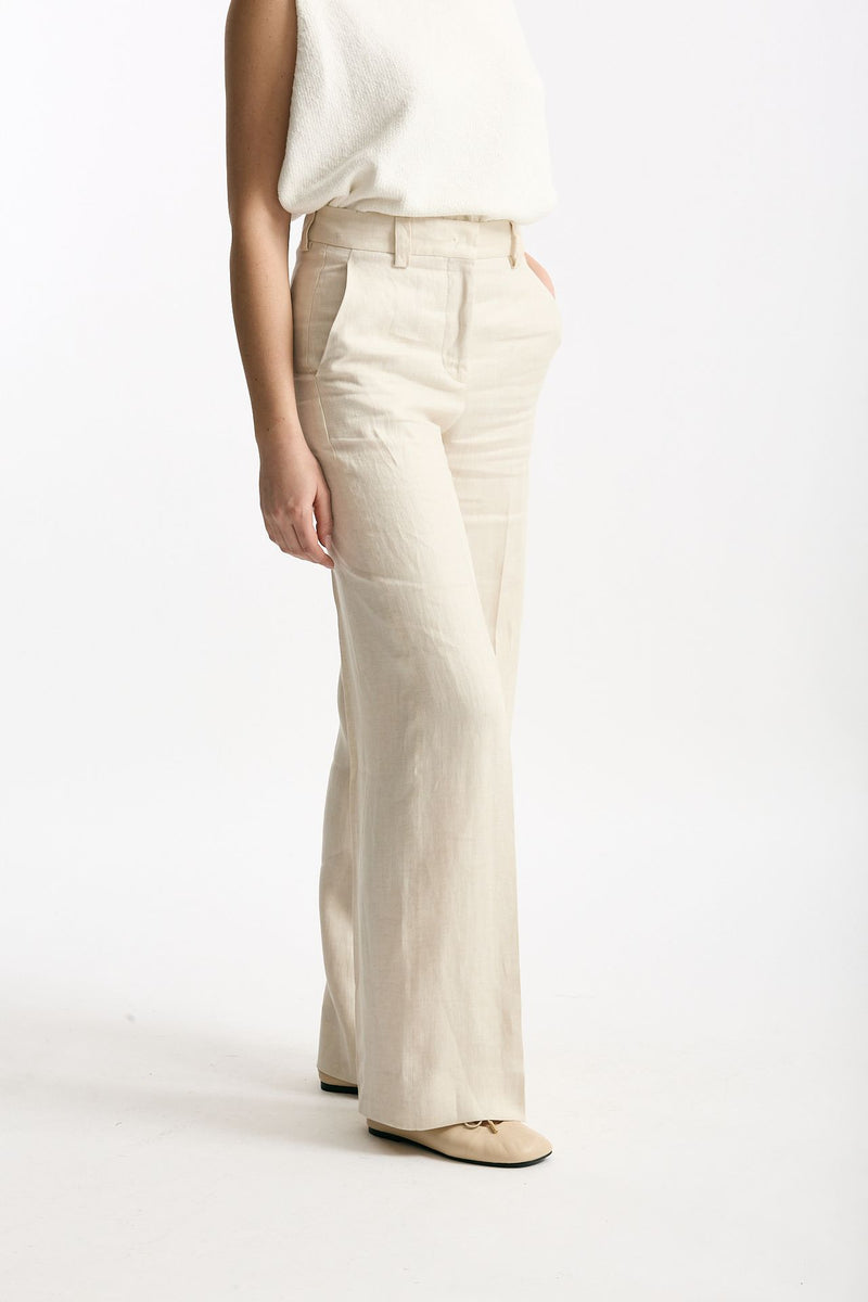 Pantalone ampio NEERA in lino sabbia donna Incotex - 4