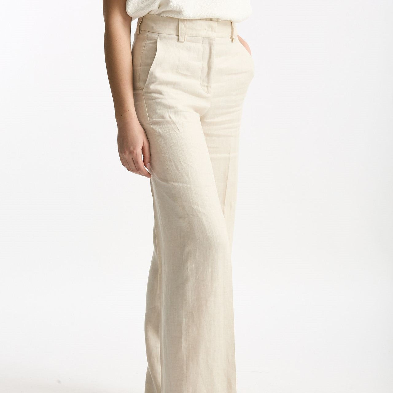 Pantalone ampio NEERA in lino sabbia donna Incotex - 7