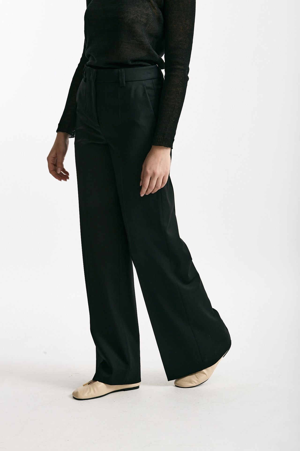 Pantalone ampio NEERA in fresco lana nero donna Incotex - 1