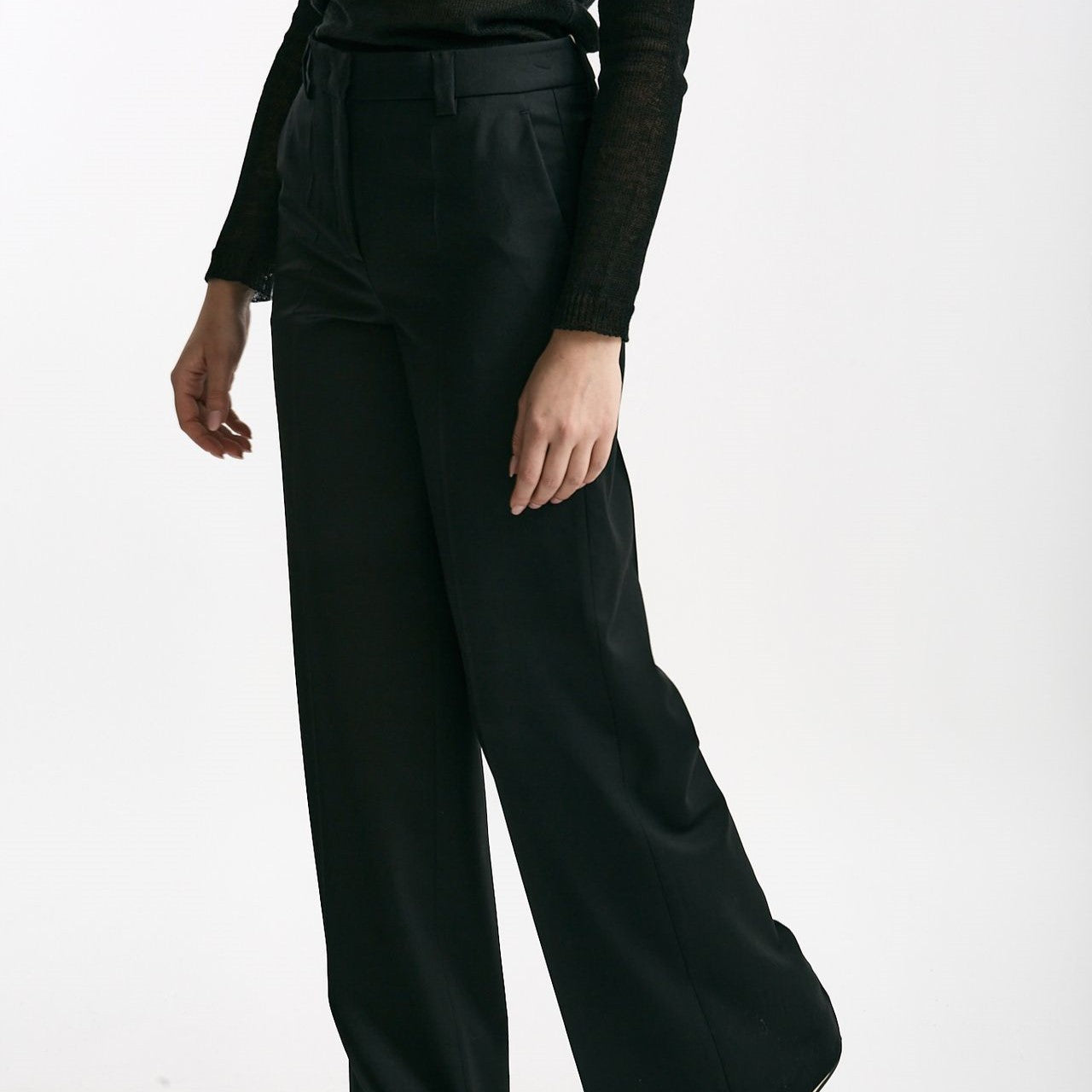 Pantalone ampio NEERA in fresco lana nero donna Incotex - 7
