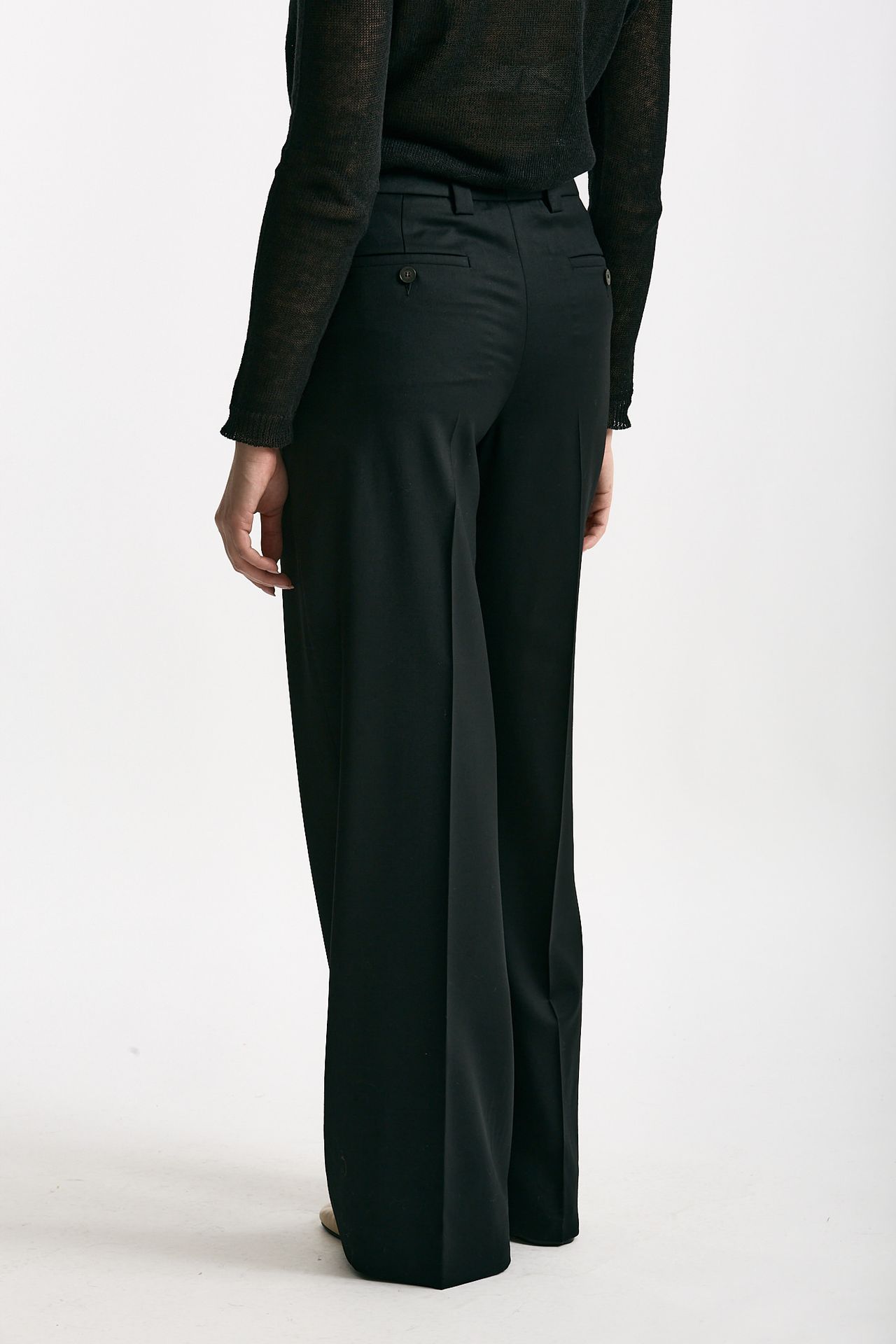 Pantalone ampio NEERA in fresco lana nero donna Incotex - 4
