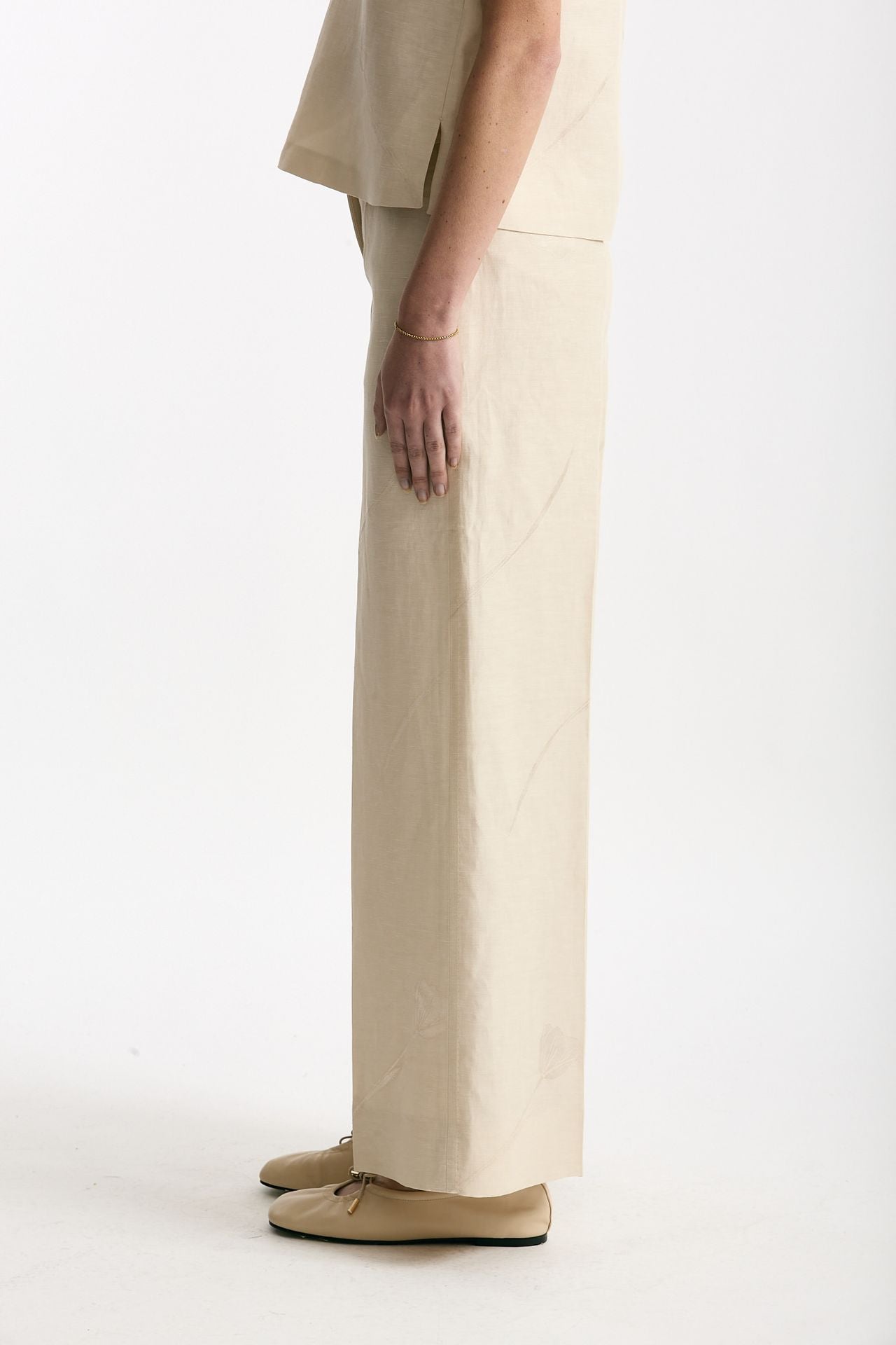 Pantalone ampio TINA in viscosa beige donna Incotex - 3