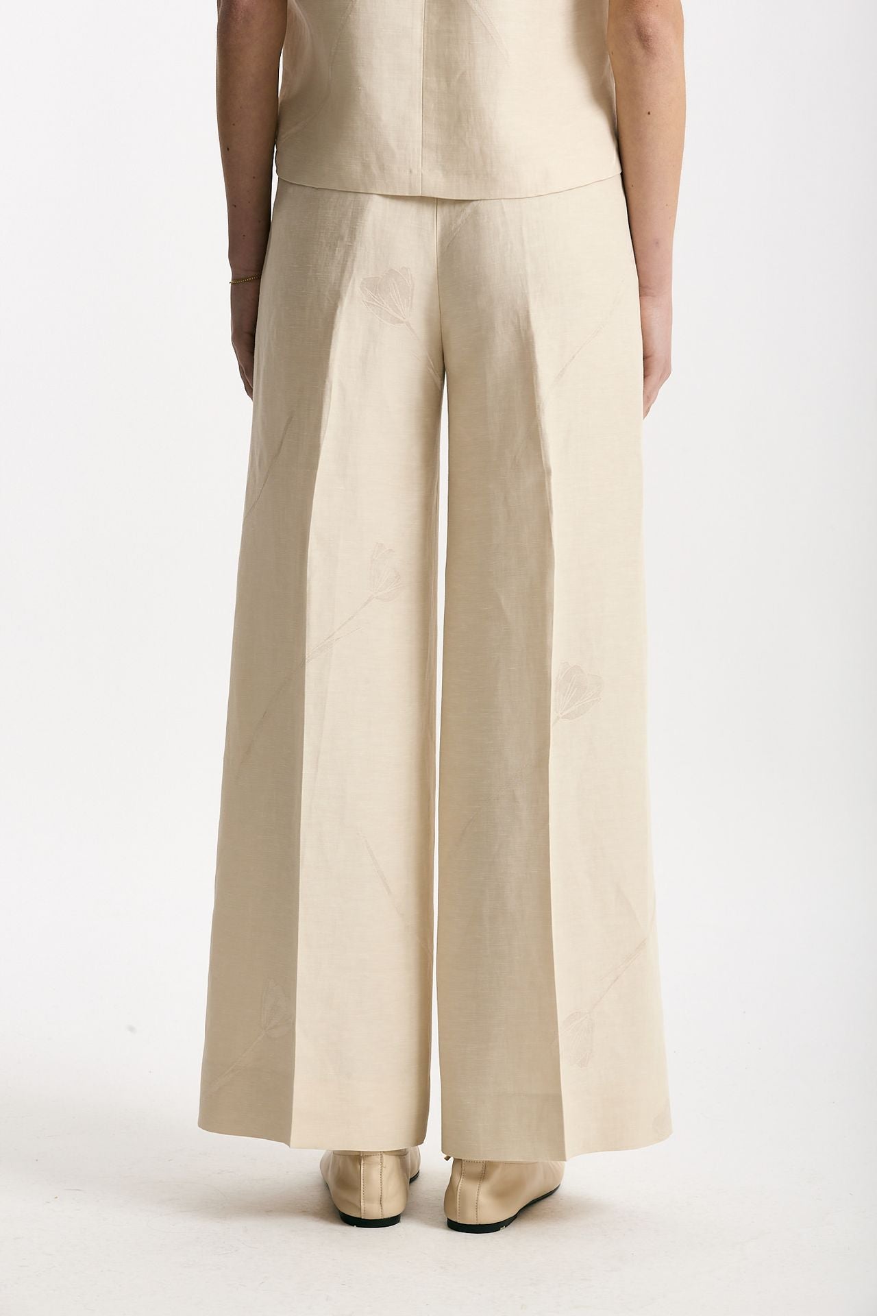Pantalone ampio TINA in viscosa beige donna Incotex - 4