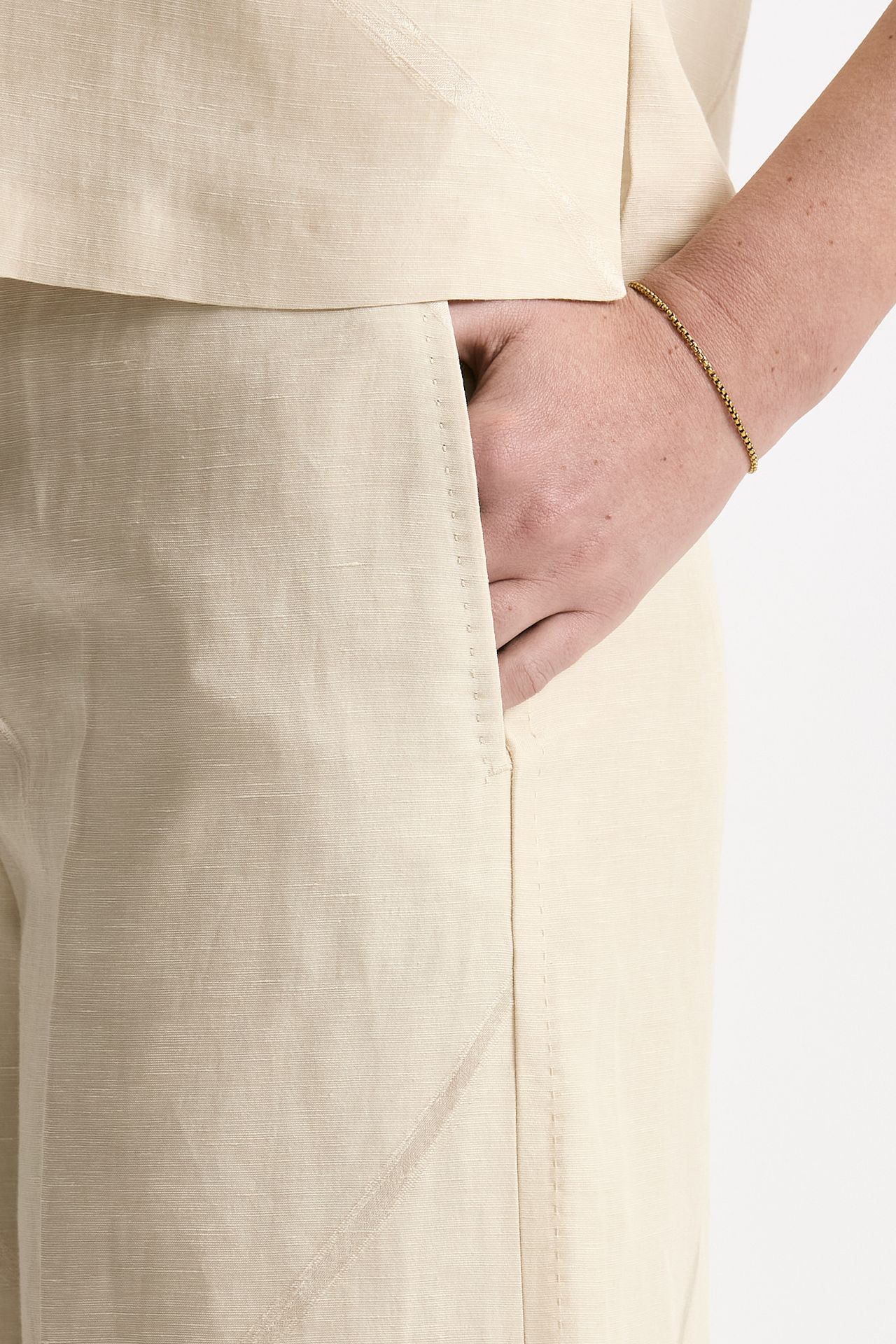 Pantalone ampio TINA in viscosa beige donna Incotex - 5