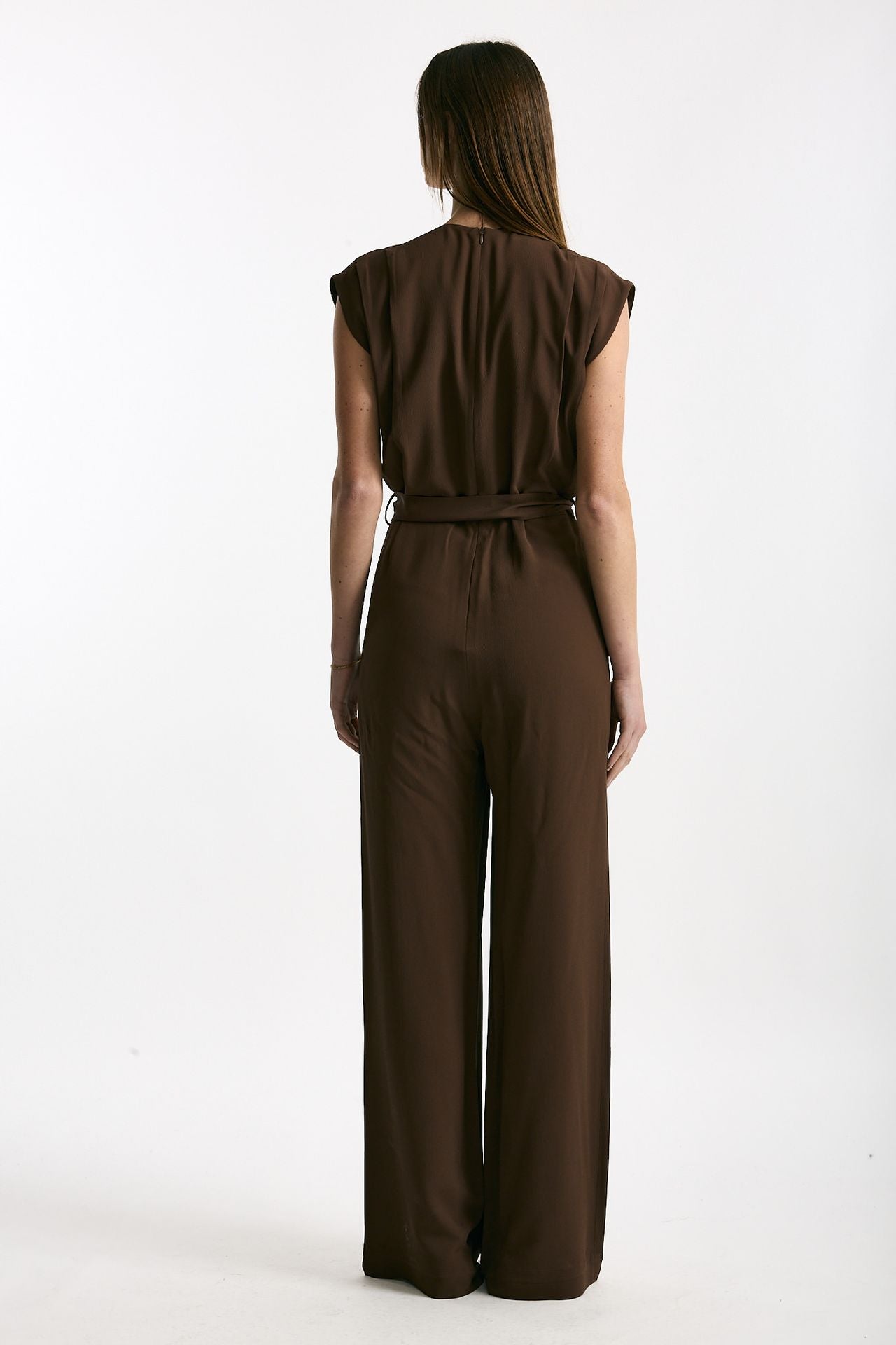 Tuta in misto seta marrone donna Incotex - 3