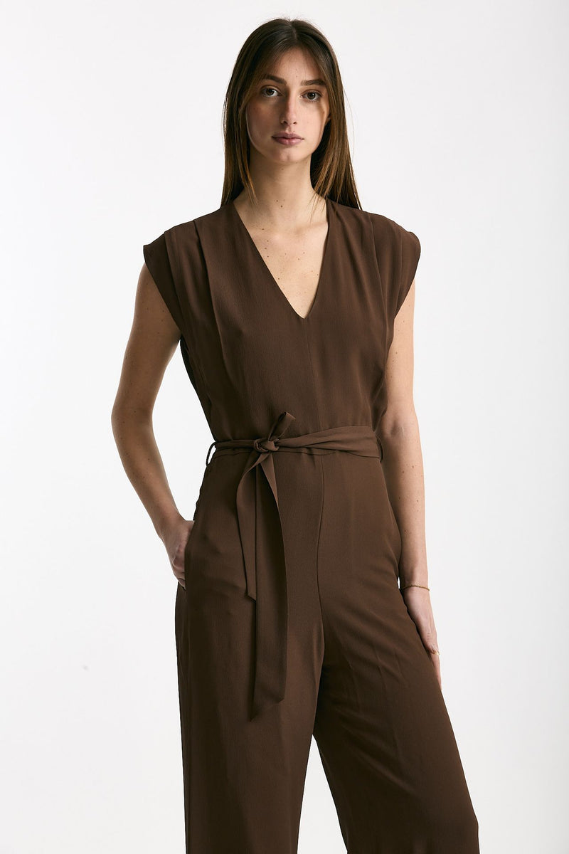 Tuta in misto seta marrone donna Incotex - 5