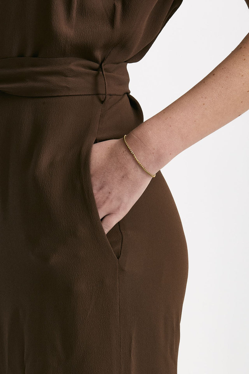 Tuta in misto seta marrone donna Incotex - 6