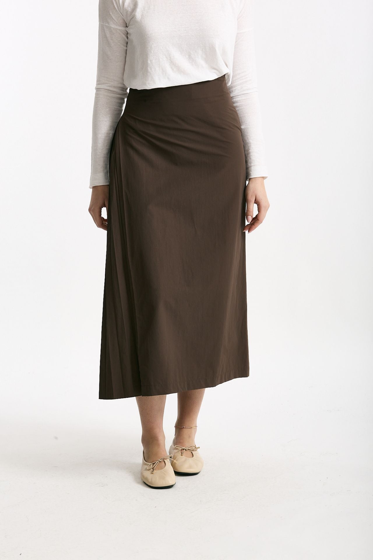 Gonna midi in cotone marrone donna Incotex - 1