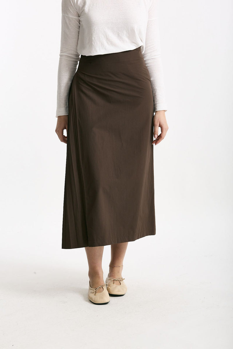 Gonna midi in cotone marrone donna Incotex - 1