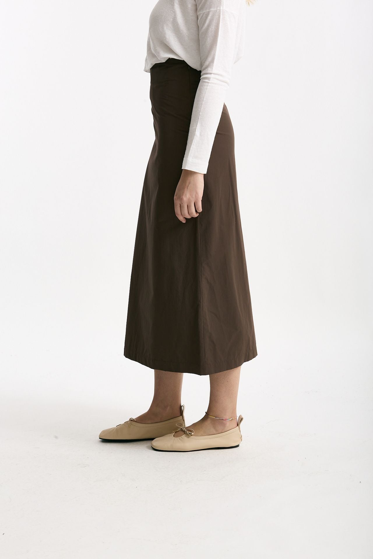 Gonna midi in cotone marrone donna Incotex - 2