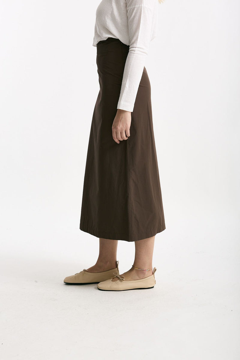 Gonna midi in cotone marrone donna Incotex - 2
