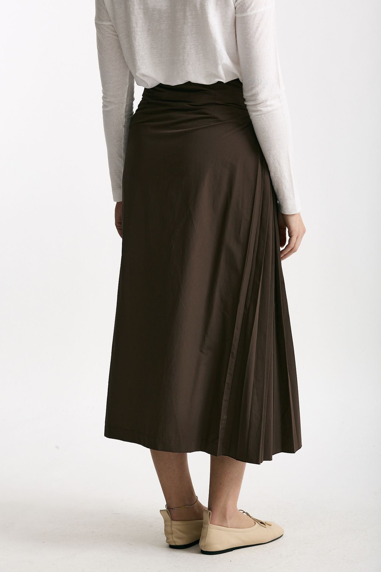 Gonna midi in cotone marrone donna Incotex - 4