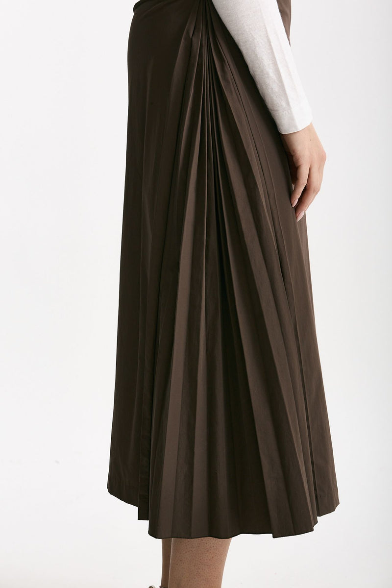 Gonna midi in cotone marrone donna Incotex - 5