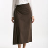 Gonna midi in cotone marrone donna Incotex - 6