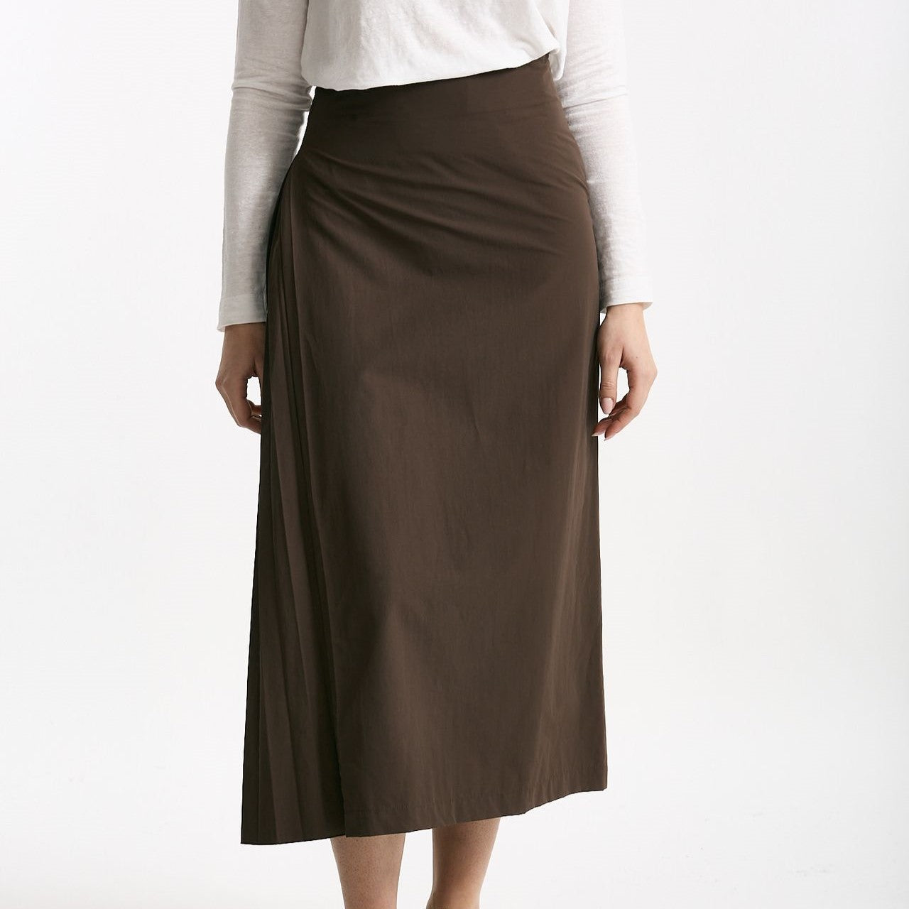 Gonna midi in cotone marrone donna Incotex - 6