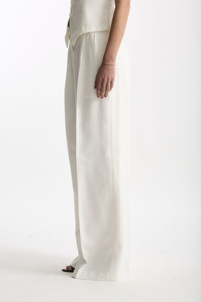Pantalone vita alta in viscosa bianco donna Iro - 3