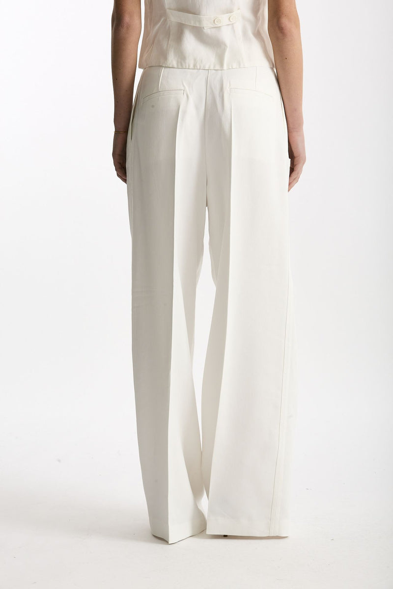 Pantalone vita alta in viscosa bianco donna Iro - 4