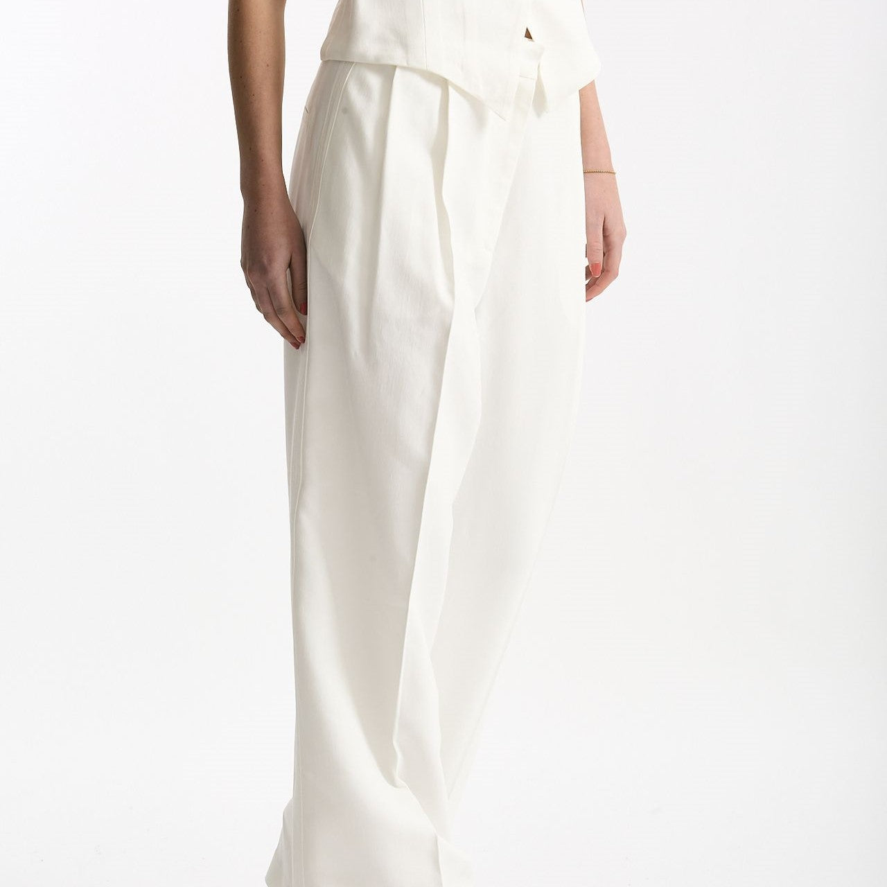 Pantalone vita alta in viscosa bianco donna Iro - 7