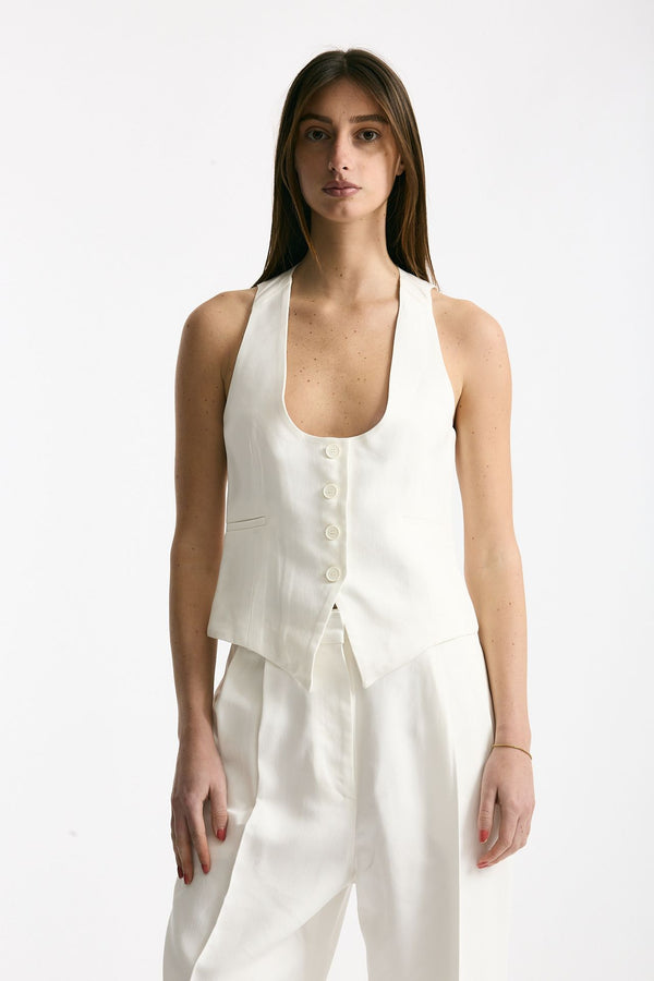 Gilet scollato in viscosa bianco donna Iro