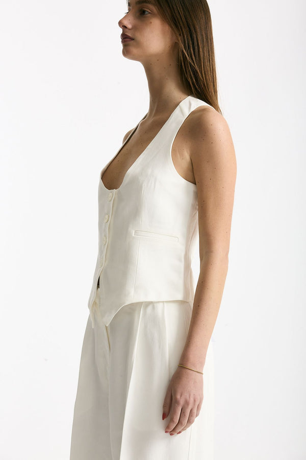 Gilet scollato in viscosa bianco donna Iro