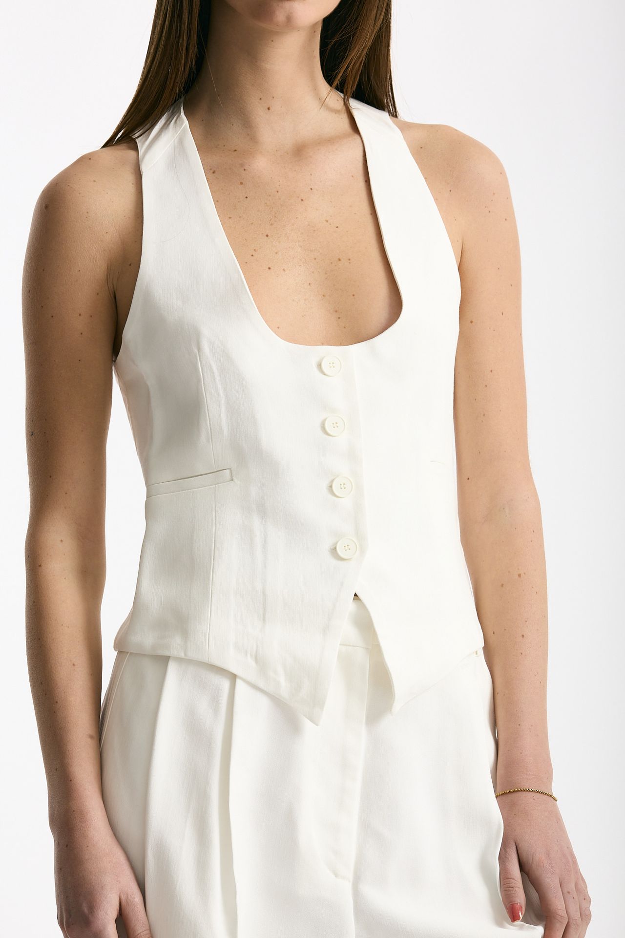 Gilet scollato in viscosa bianco donna Iro - 4