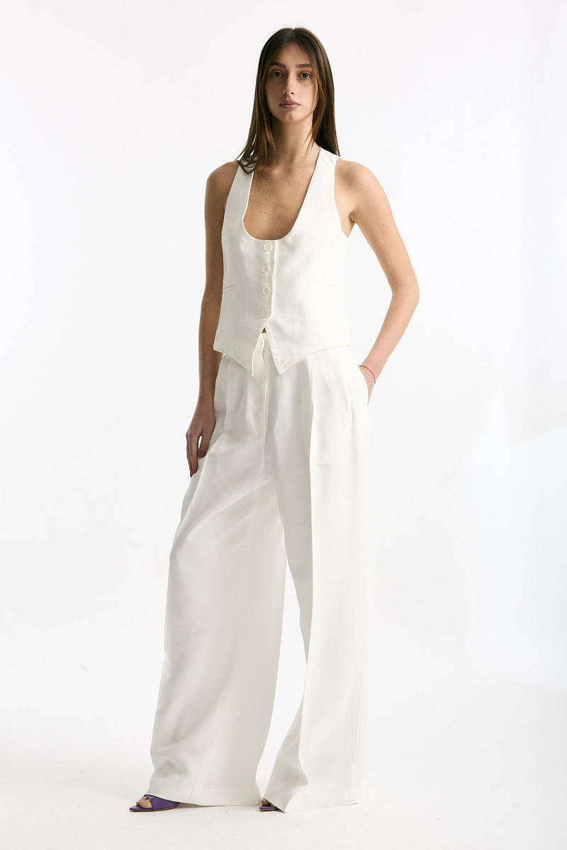 Gilet scollato in viscosa bianco donna Iro - 5