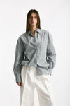 Camicia over rigata rigata grigia e bianca donna Iro - 1