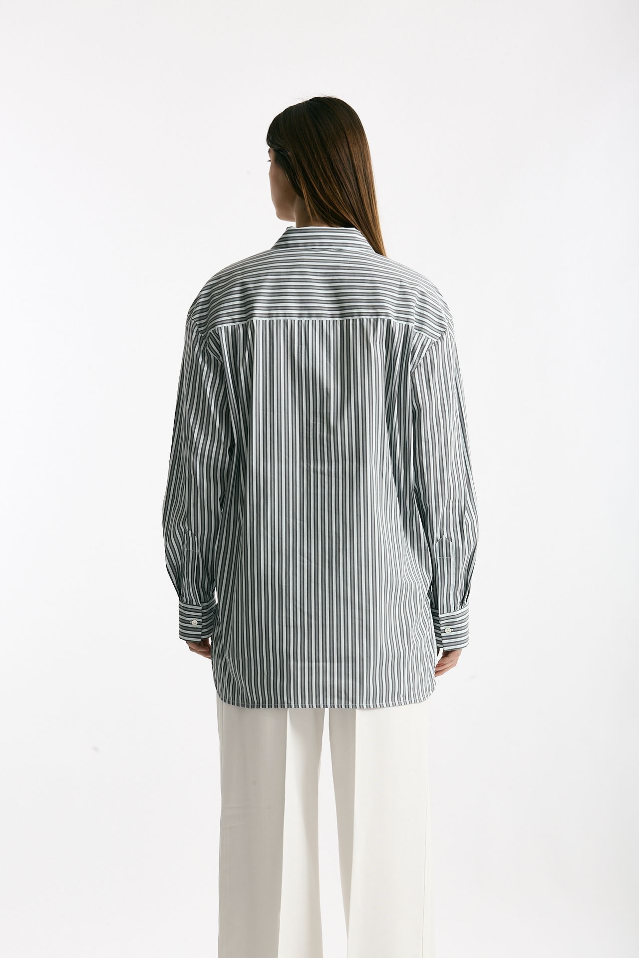 Camicia over rigata rigata grigia e bianca donna Iro - 3