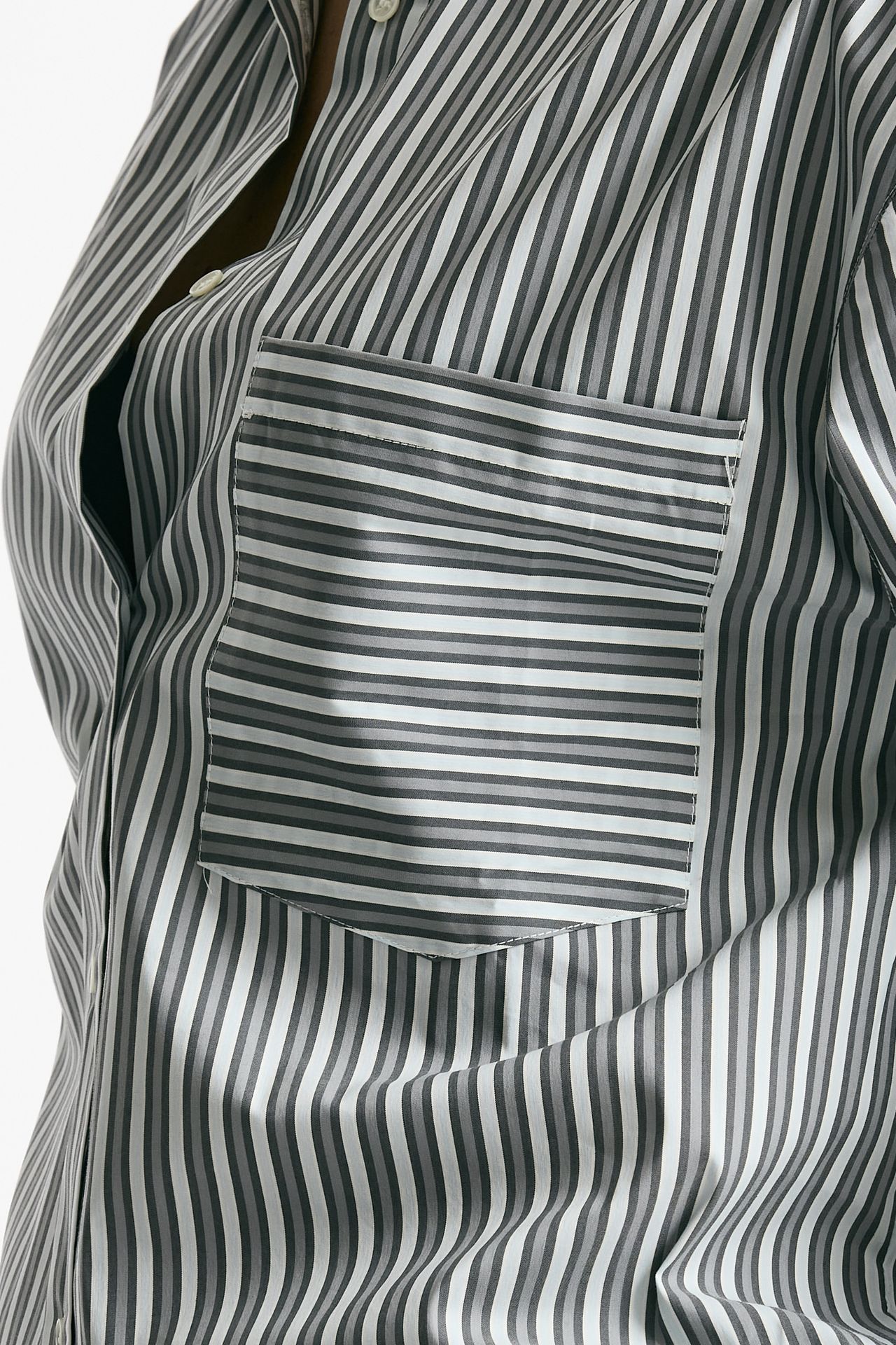 Camicia over rigata rigata grigia e bianca donna Iro - 5