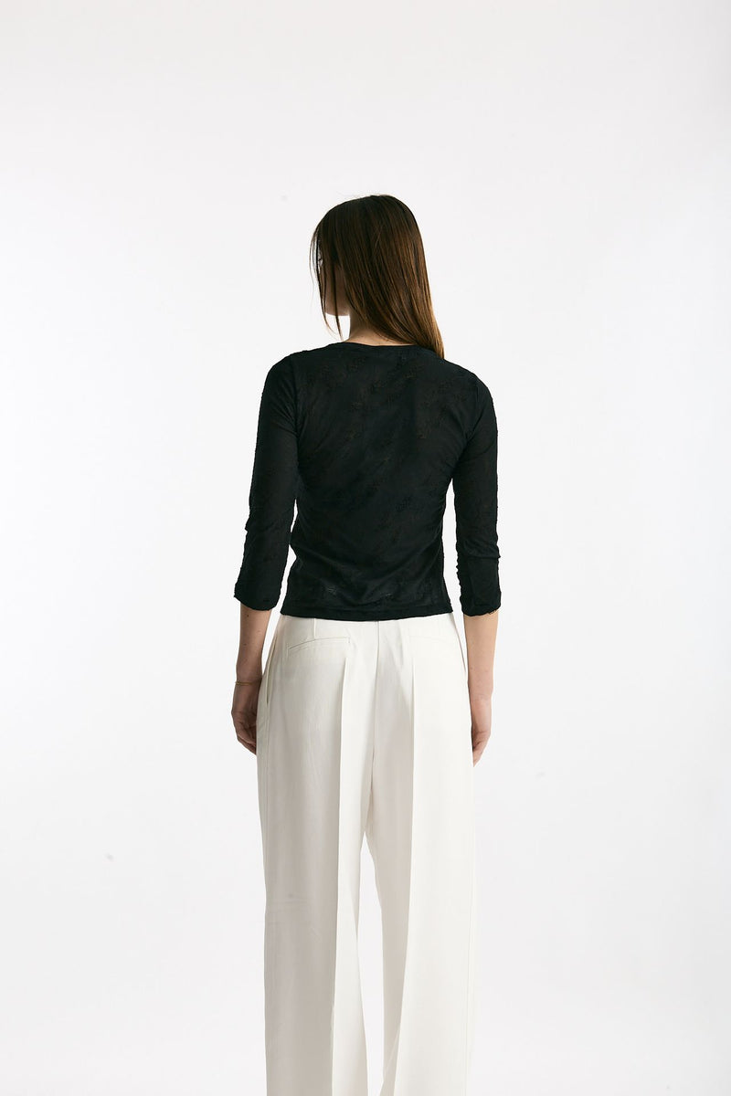 T-shirt girocollo lavorata nero donna Iro - 3
