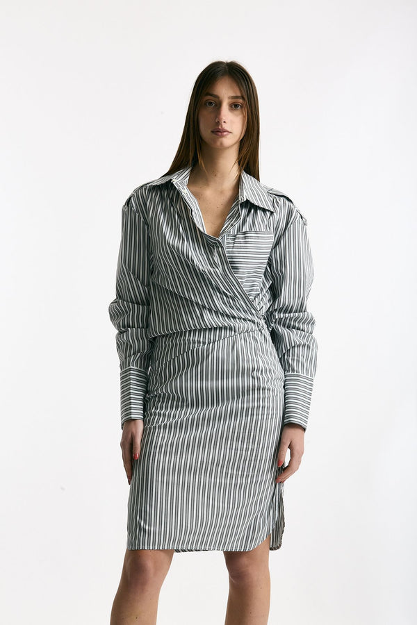 Abito rigato rigato grigio e bianco donna Iro