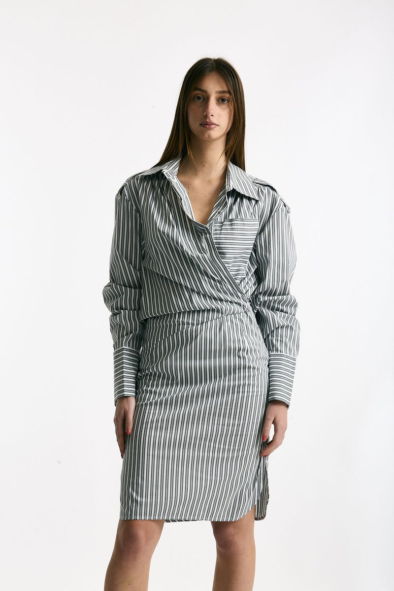 Abito rigato rigato grigio e bianco donna Iro - 1