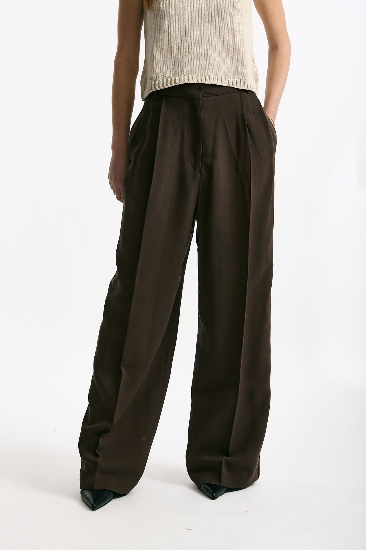 Pantalone vita alta in viscosa marrone donna Iro - 1