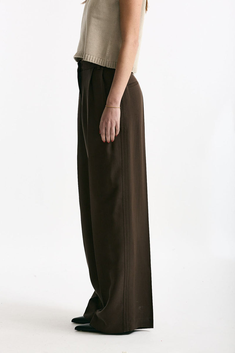 Pantalone vita alta in viscosa marrone donna Iro - 2