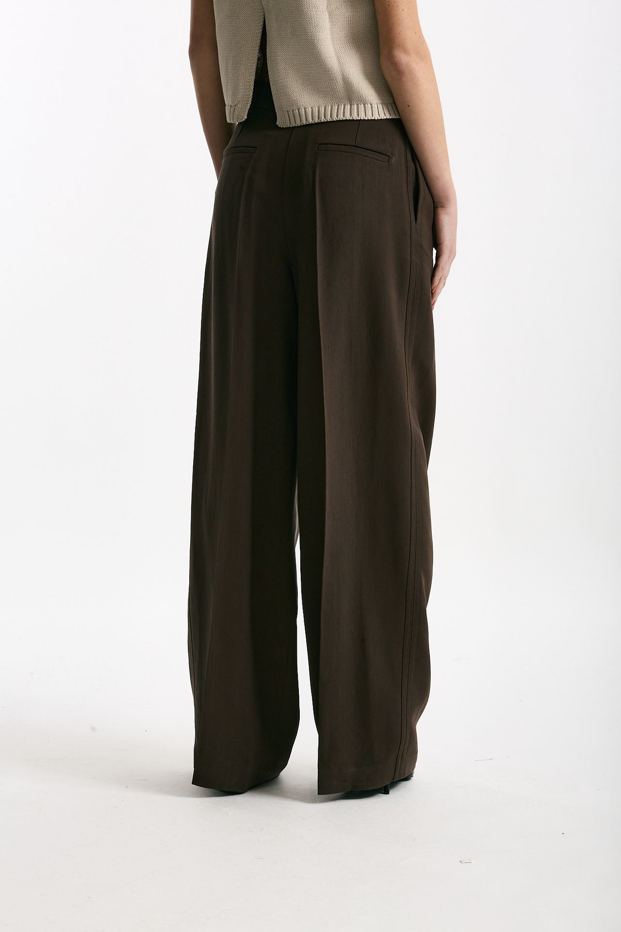 Pantalone vita alta in viscosa marrone donna Iro - 3