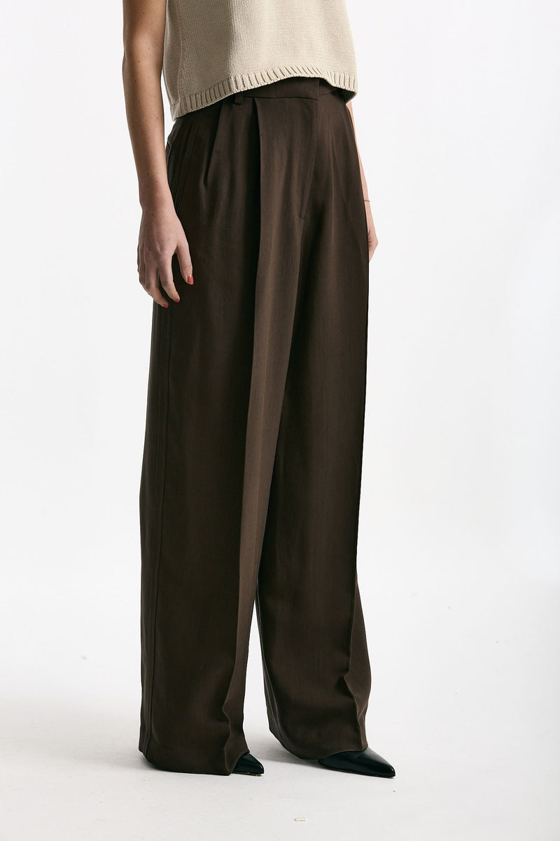 Pantalone vita alta in viscosa marrone donna Iro - 4