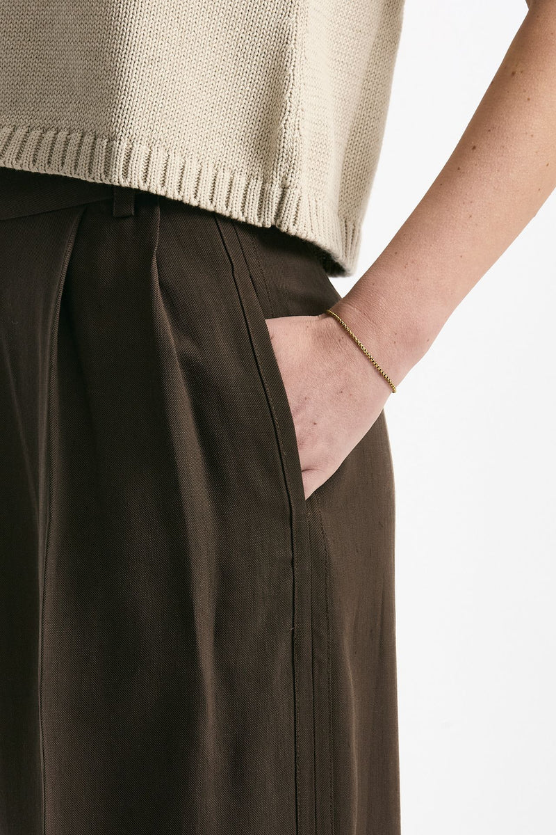 Pantalone vita alta in viscosa marrone donna Iro - 5