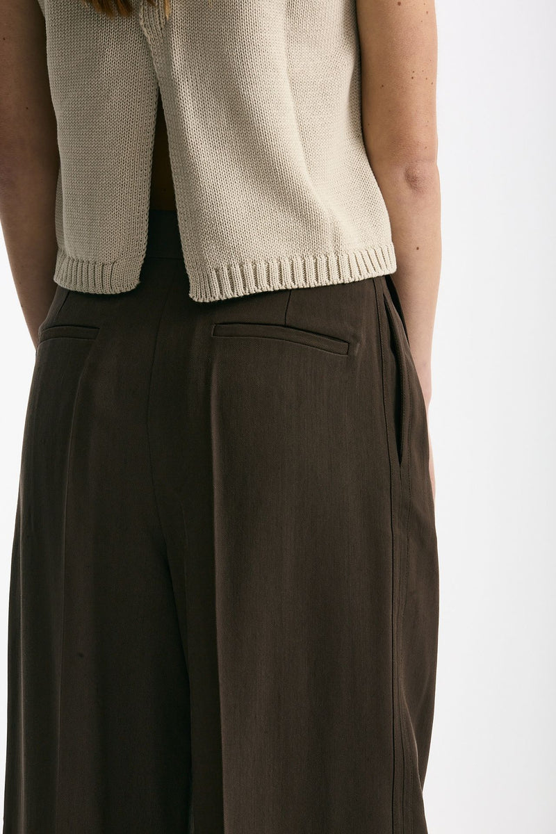 Pantalone vita alta in viscosa marrone donna Iro - 6