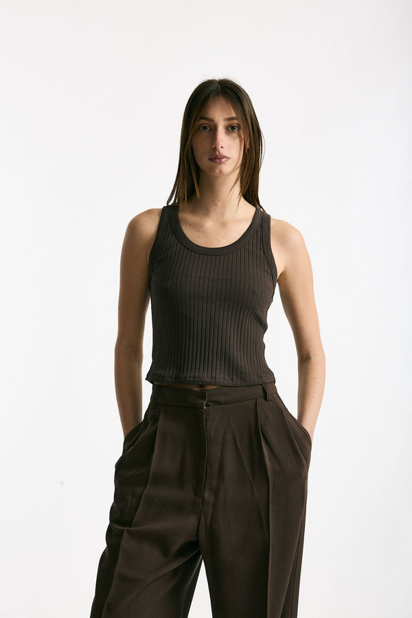 Top a costine marrone donna Iro