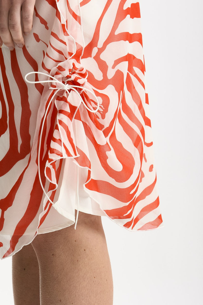 Gonna vita regolare in fantasia bianco e rosso donna Iro - 4