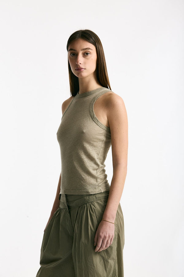Top in lino verde donna Iro