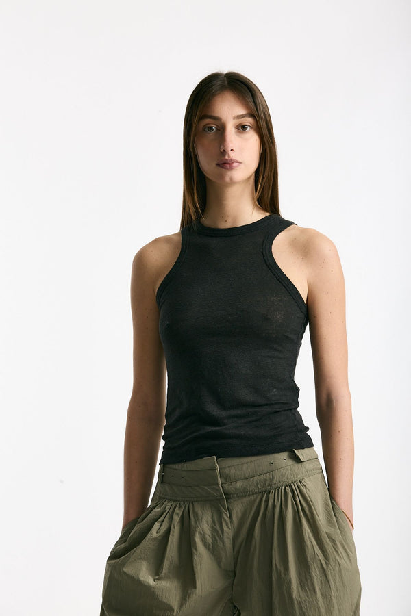 Top in lino nero donna Iro