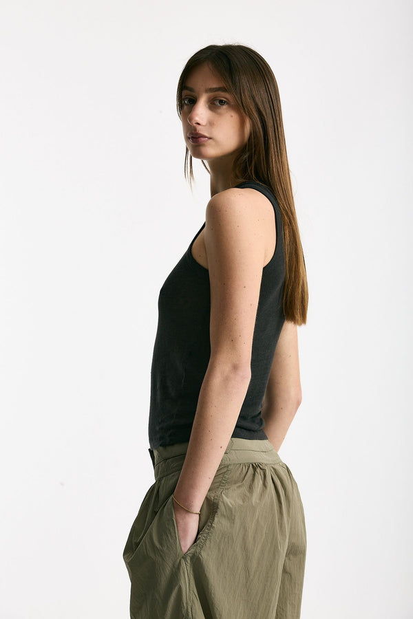 Top in lino nero donna Iro